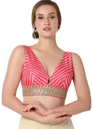 Pink Color Art Silk Saree Blouse