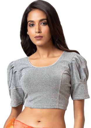 Grey Color Lycra Saree Blouse 
