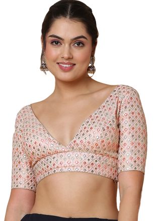 Peach Color Georgette Saree Blouse 