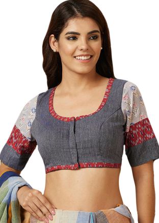 Grey Color Art Silk Saree Blouse 