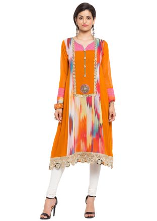 Readymade Orange Faux Georgette Tunic