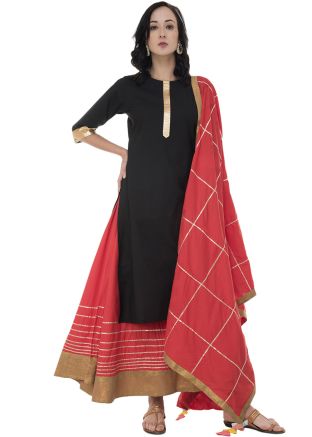Black Gota Embroidered Kurti Style Lehenga Choli