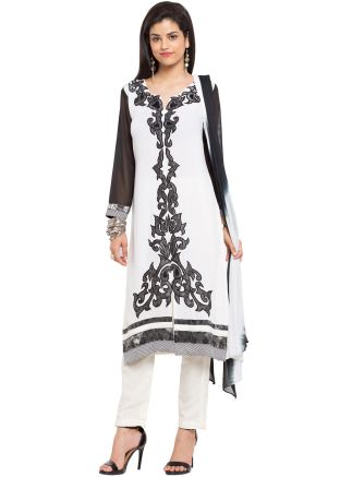 Readymade White & Black Cotton Pant Suit