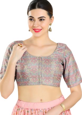 Grey Color Art Silk Saree Blouse 