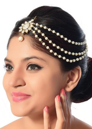Buy Pearl Stone Studded Layered Matha Patti Online