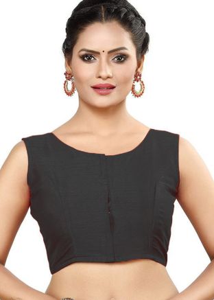 Black Color Dupion Silk Saree Blouse 