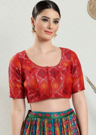 Red Color Brocade Saree Blouse 