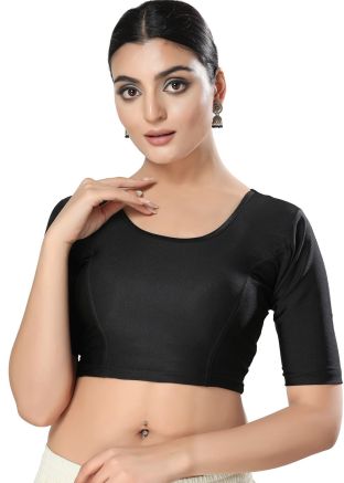 Black Color Lycra Saree Blouse 
