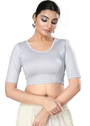 Silver Color Art Silk Saree Blouse 