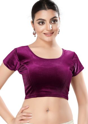 Magenta Color Velvet Saree Blouse