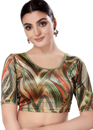 Green Color Velvet Saree Blouse 
