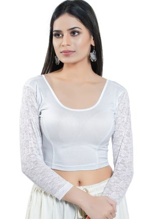 Silver Color Cotton Saree Blouse 
