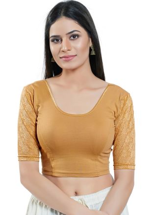 Golden Color Cotton Saree Blouse 