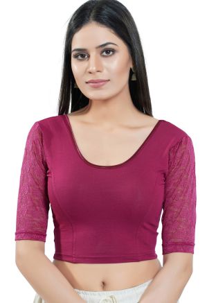 Magenta Color Cotton Saree Blouse