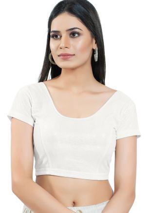 Silver Color Cotton Saree Blouse 