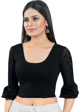 Black Color Cotton Saree Blouse 