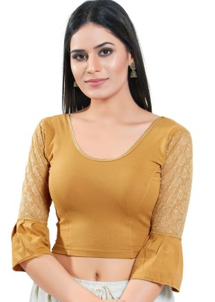 Golden Color Cotton Saree Blouse 