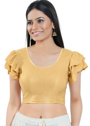Golden Color Art Silk Saree Blouse 