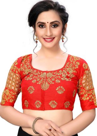 Red Color Art Silk Saree Blouse 