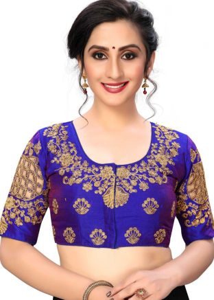 Royal Blue Color Art Silk Saree Blouse 