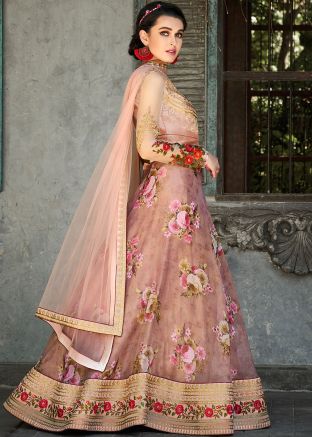 Mauve Purple Floral Digital Print Lehenga Choli