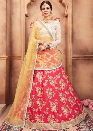 Red Embroidered Bridal Lehenga Choli With Dupatta