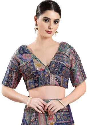 Purple Color Brocade Saree Blouse 