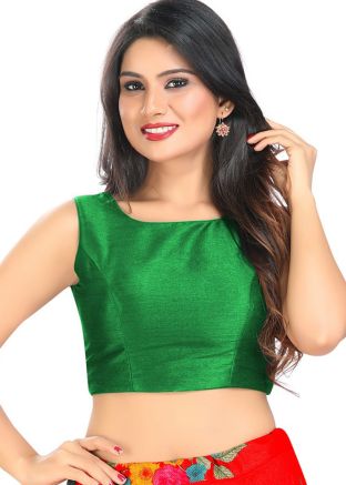 Green Color Art Silk Saree Blouse 