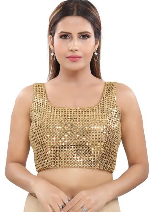 Golden Color Silk Saree Blouse 