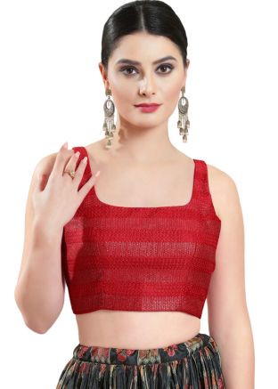 Red Color Brocade Saree Blouse 
