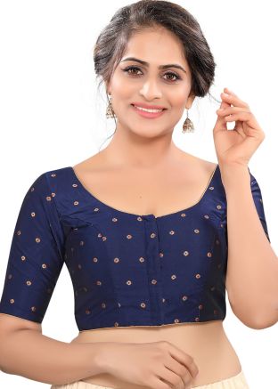 Navy Blue Color Art Silk Saree Blouse 