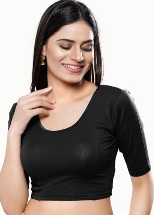 Black Color Lycra Saree Blouse 