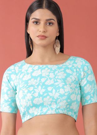 Blue Color Cotton Silk Saree Blouse 