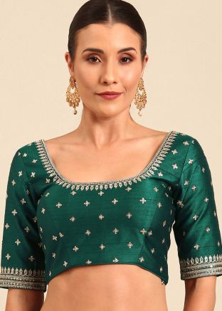 Green Color Velvet Saree Blouse 