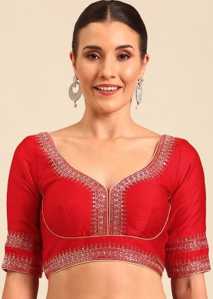 Red Color Art Silk Saree Blouse 