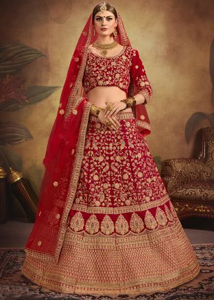 Red Embroidered Bridal Lehenga Choli