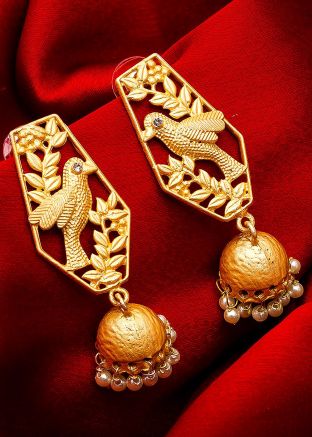 Golden Pearl Beaded Earrings