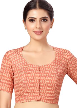 Peach Color Art Silk Saree Blouse 