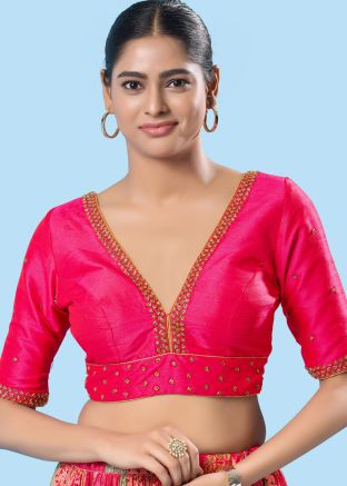 Pink Color Art Silk Saree Blouse 
