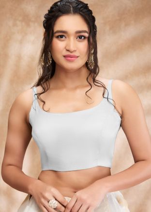 Silver Color Tissue Saree Blouse 