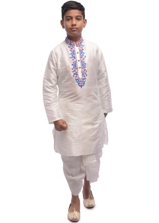 White Readymade Kids Dhoti Kurta Set