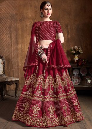 Red Embroidered Bridal Lehenga Choli