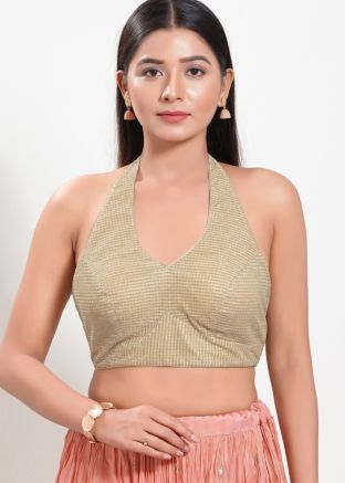 Golden Color Shimmer Saree Blouse 