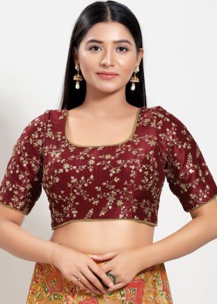 Maroon Color Art Silk Saree Blouse