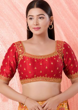 Red Color Art Silk Saree Blouse 