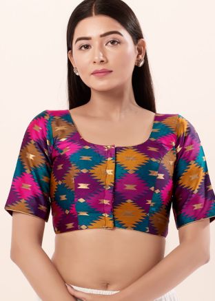Purple Color Brocade Saree Blouse 