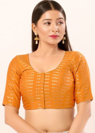 Yellow Color Brocade Saree Blouse 