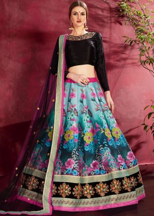 Multicolor Floral Print Lehenga Choli With Dupatta