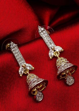 American Diamond Studded Silver Earrings