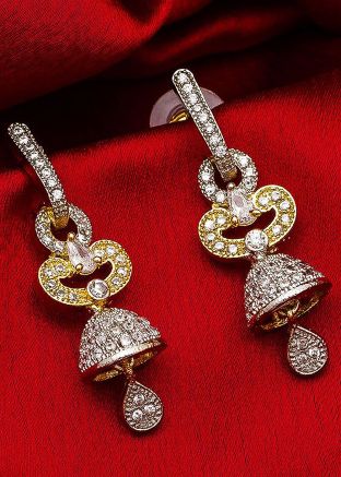 American Diamond Studded Silver Earrings